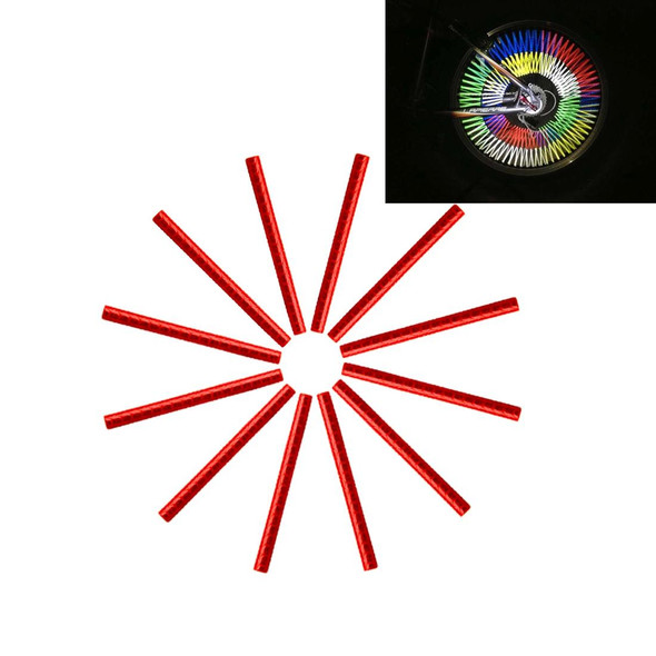 OQSPORT 12 PCS Bicycle Wheel Spoke Reflector Reflective Mount Clip Tube Warning Light Strip(Red)