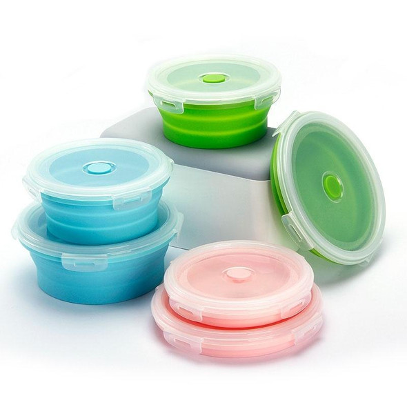 2 PCS Microwave Portable Folding Lunch Box Round Silicone Lunch Box Random Colour Delivery, Capacity:800ml