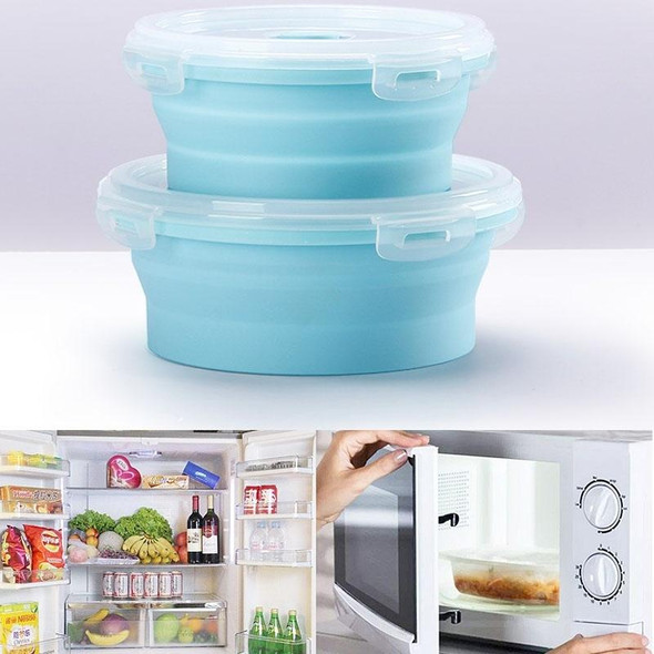 2 PCS Microwave Portable Folding Lunch Box Round Silicone Lunch Box Random Colour Delivery, Capacity:800ml