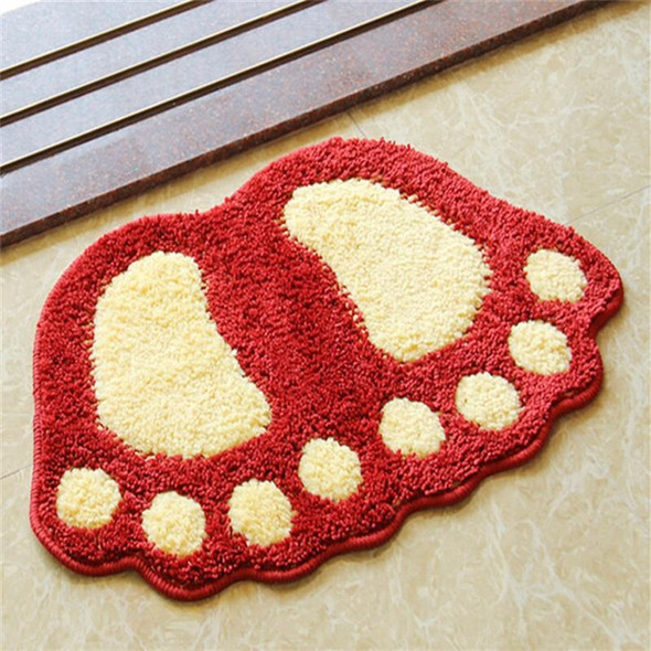 Foot-shaped Non Slip Shaggy Soft Water Absorption Bedroom Bathroom Carpet Mat, Size: 40x60cm(Red)