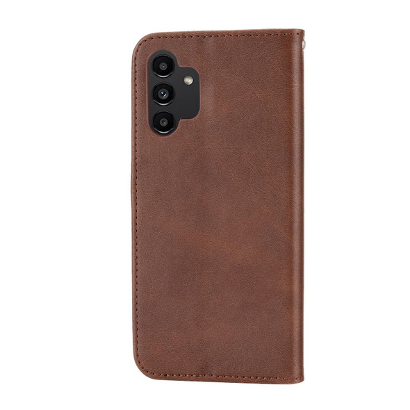 Samsung Galaxy A32 4G Cubic Grid Calf Texture Magnetic Closure Leather Phone Case(Brown)