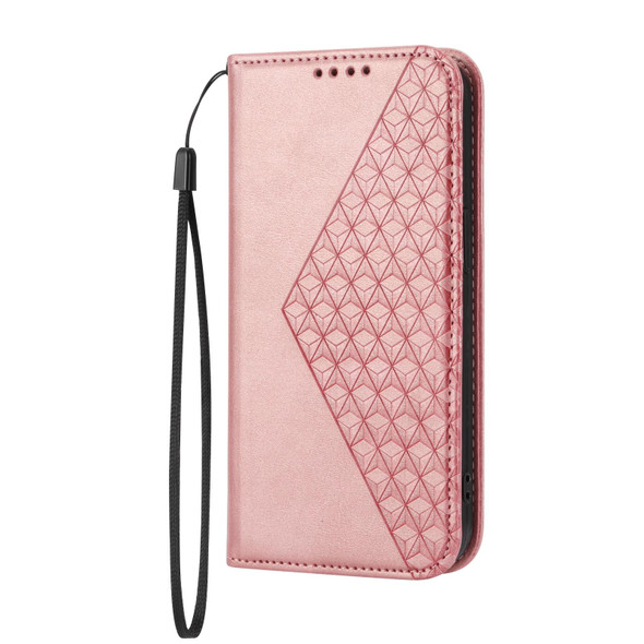 iPhone 7 Plus / 8 Plus Cubic Grid Calf Texture Magnetic Closure Leather Phone Case(Rose Gold)