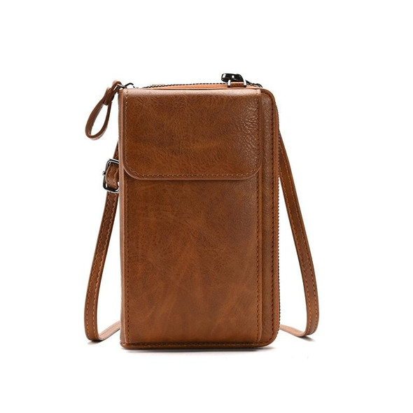 Lady Purse Shoulder Crossbody Bag Multi-functional Mobile Phone Bag(Brown)