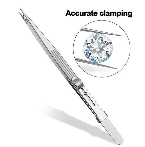 Diamond Jewellery Tweezers With Slotted Stainless Steel Tweezers ,Spec: Bending