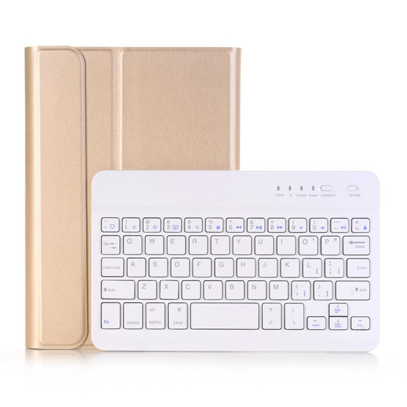 A05B Bluetooth 3.0 Ultra-thin ABS Detachable Bluetooth Keyboard Leatherette Tablet Case for iPad mini 5 / 4 / 3 / 2, with Holder(Gold)