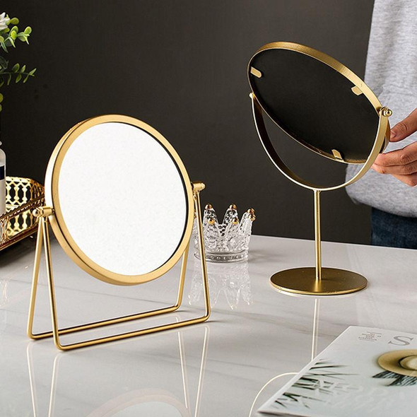 Desktop Makeup Mirror Simple Portable Mirror Rotating Dressing Mirror,Style: Gold Stand Model