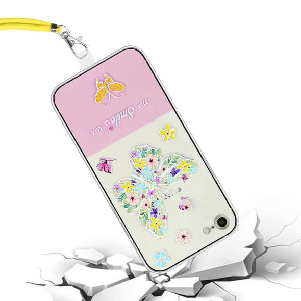 iPhone SE 2022 / SE 2020 / 8 / 7 Bronzing Butterfly Flower TPU Phone Case with Lanyard(Colorful Butterfly)