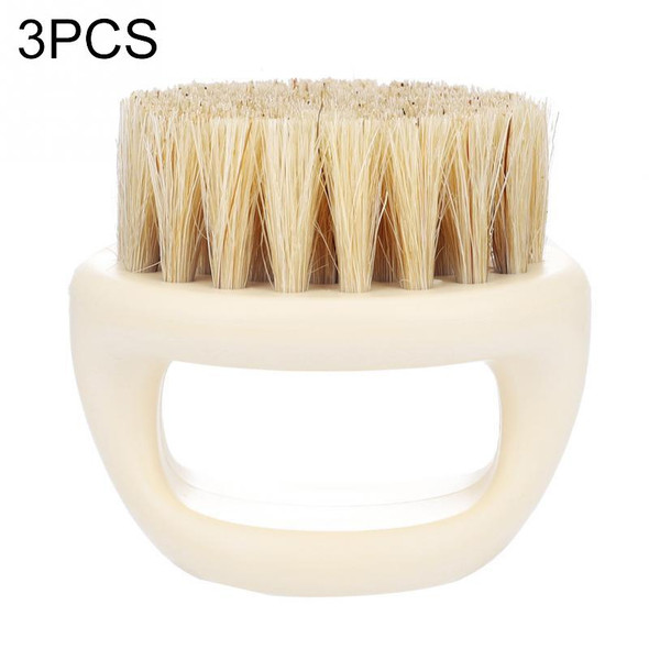 3 PCS Men Ring Design Portable Boar Brush White ABS Haircut Cleaning Shaving Brush(White)