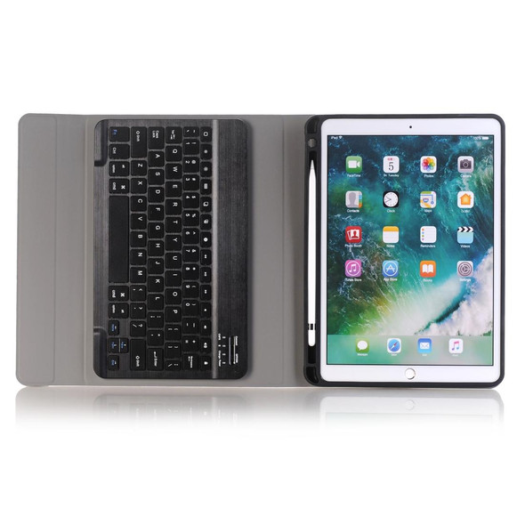 A09B Bluetooth 3.0 Ultra-thin ABS Detachable Bluetooth Keyboard Leatherette Tablet Case for iPad Air / Pro 10.5 inch (2019), with Pen Slot & Holder (Dark Blue)