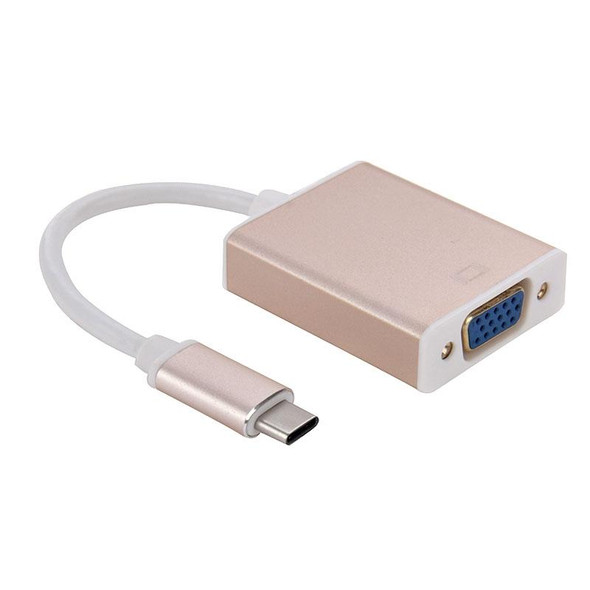 USB-C / Type-C 3.1 to VGA Multi-display Adapter Cable, - Galaxy S8 & S8 + / LG G6 / Huawei P10 & P10 Plus / Xiaomi Mi6 & Max 2 and other Smartphones, Cable Length: About 10cm(Gold)