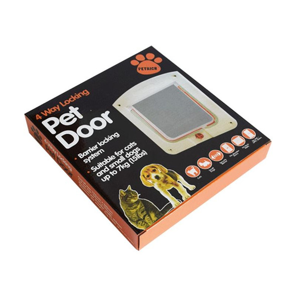 Cat / Small-scale Dog Friendly Transparent Flap, Universal 4 Way Locking(White)