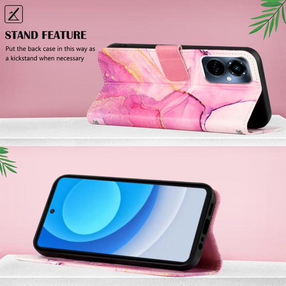 Tecno Camon 19 Pro 5G PT003 Marble Pattern Flip Leather Phone Case(Pink Purple Gold)