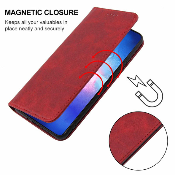 OPPO Reno5 4G Magnetic Closure Leather Phone Case(Red)