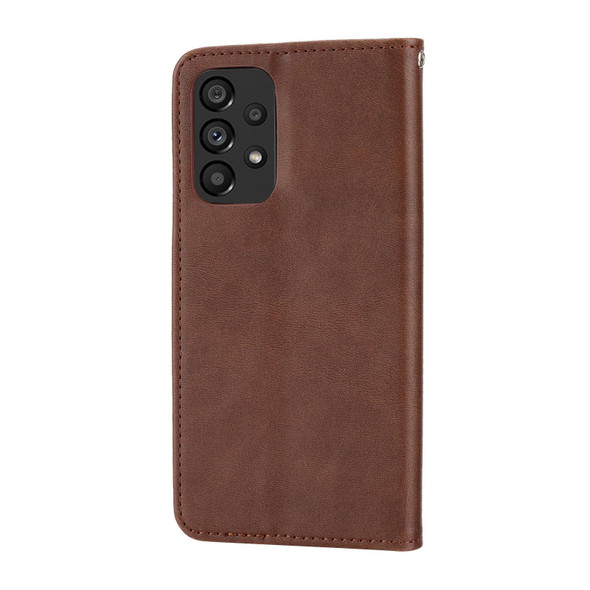 Samsung Galaxy A72 4G / 5G Cubic Grid Calf Texture Magnetic Closure Leather Phone Case(Brown)