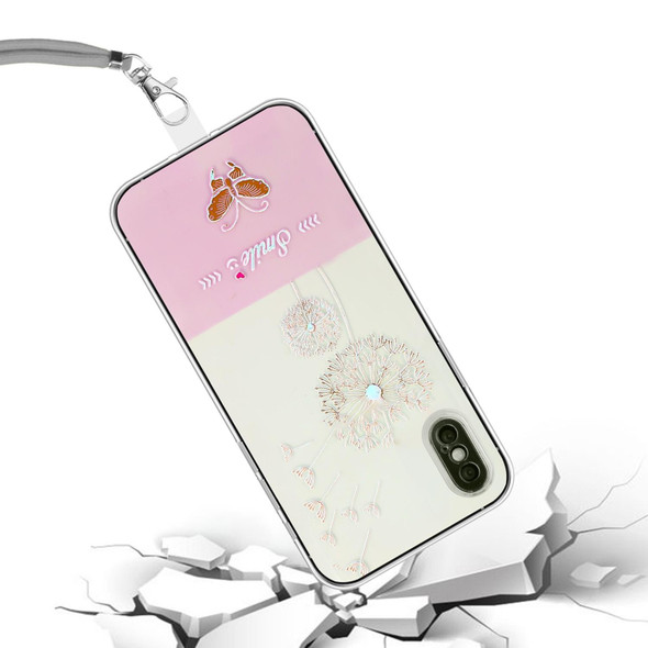 iPhone XS Max Bronzing Butterfly Flower TPU Phone Case with Lanyard(Dandelions)