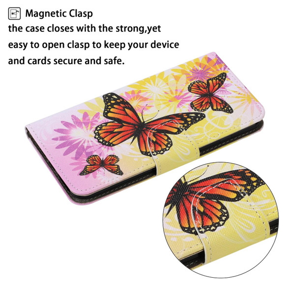 iPhone XS Max Coloured Drawing Pattern Horizontal Flip PU Leather Case with Holder & Card Slots & Wallet & Lanyard(Chrysanthemum Butterfly)