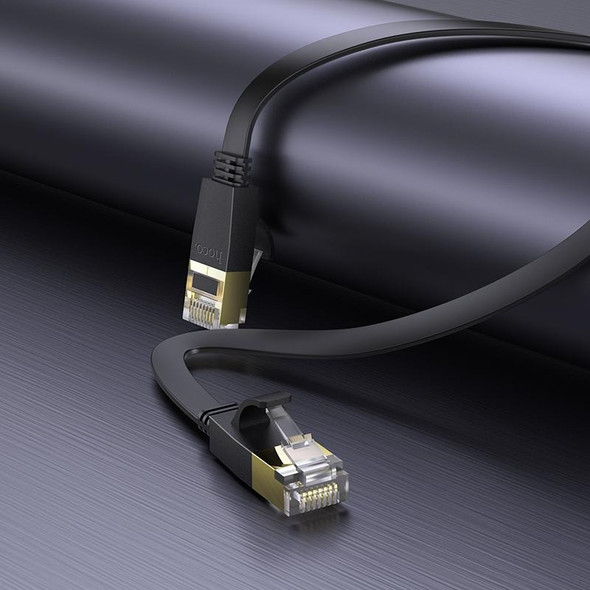 hoco US07 Category 6 Pure Copper Gigabit Flat Cable, Length:10m(Black)