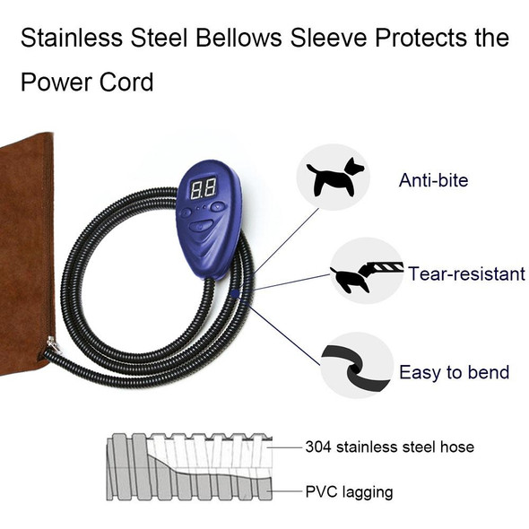 30x30cm Coffee 12V Low Voltage Multifunctional Warm Pet Heating Pad Pet Electric Blanket(US Plug)