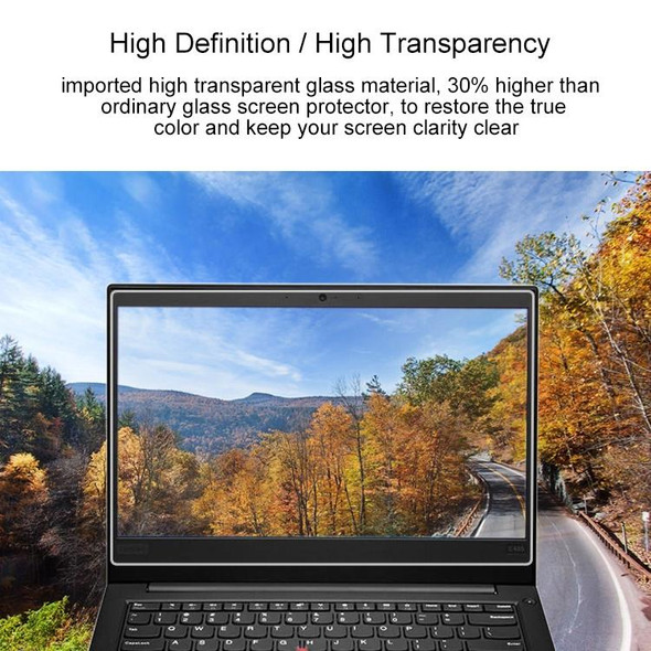 0.4mm 9H Surface Hardness Full Screen Tempered Glass Film for Lenovo ThinkPad E485 14 inch