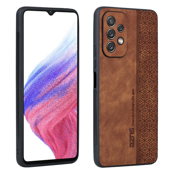 Samsung Galaxy A13 5G / A04 AZNS 3D Embossed Skin Feel Phone Case(Brown)