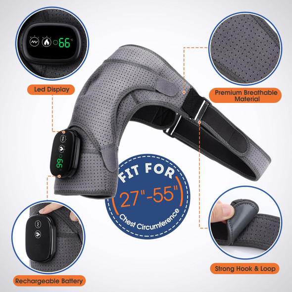 Electric Heating Shoulder Pads Massager Joint Brace Vibration Massage(Gray)