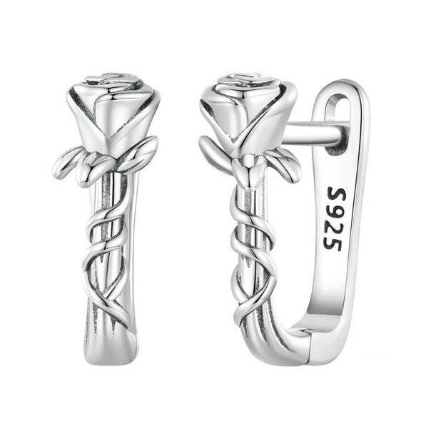 BSE716 925 Silver Rose Earring Clasp