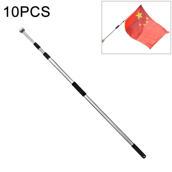 10 PCS 3M 3 Knots Multi-function Telescopic Stainless Steel Teaching Stick Guide Flagpole Signal Flag
