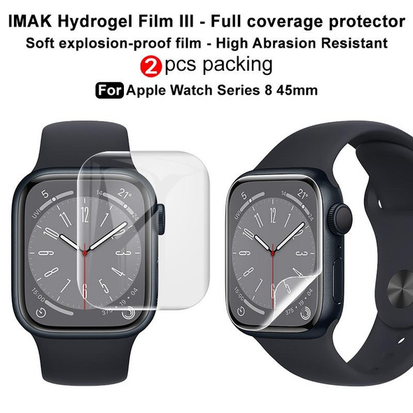 Apple Watch Series 8 45mm 2pcs imak Curved Full Screen Hydrogel Film Protector