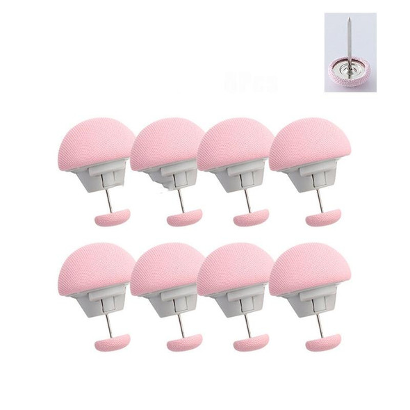 8 PCS Non-marking One-touch Unlocking Mushroom-shaped Quilt Fixer Pink+Cloth Needle