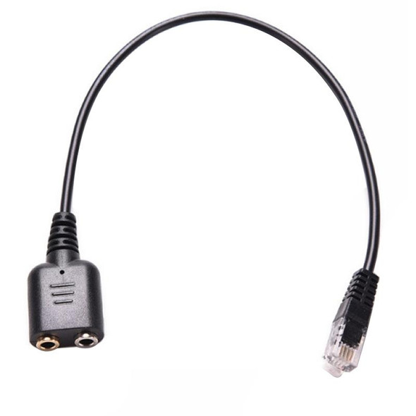 Dual 3.5mm Female to RJ9 PC / Mobile Phones Headset to Office Phone Adapter Convertor Cable, Length: 30cm (Black)