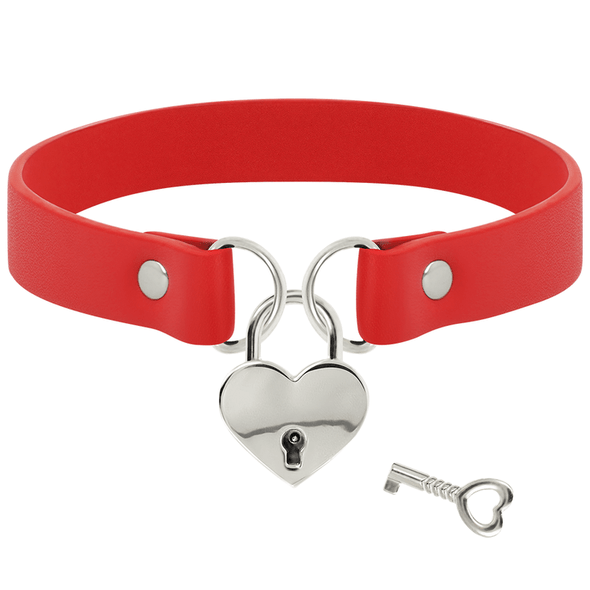 COQUETTE CHIC - Desire Hand Crafted Choker Keys Heart - Red