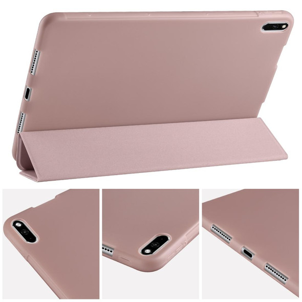 Huawei MatePad Pro 10.8 inch 3-folding Horizontal Flip PU Leather + Shockproof Honeycomb TPU Case with Holder(Rose Gold)