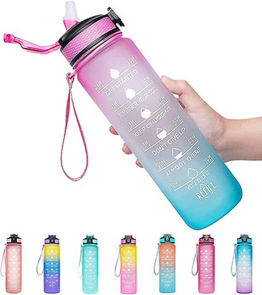 Hydration Water Bottle with Time Marker & Inspirational Quotes