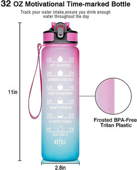 Hydration Water Bottle with Time Marker & Inspirational Quotes