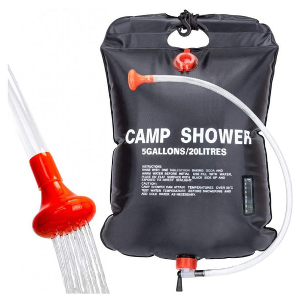 Solar-Powered Camping Shower Bag - 20L with Hose & Shower Head