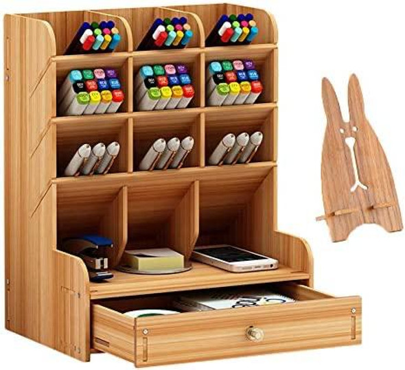 Eco-Friendly Multi-Function Wooden Desktop Organiser