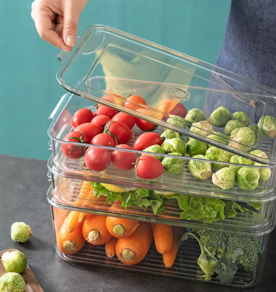 Fridge Storage Containers with Drainage System - BPA-Free Plastic