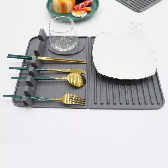 Non-Slip Silicone Drying Mat for Dishes and Utensils