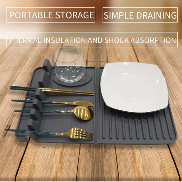 Non-Slip Silicone Drying Mat for Dishes and Utensils