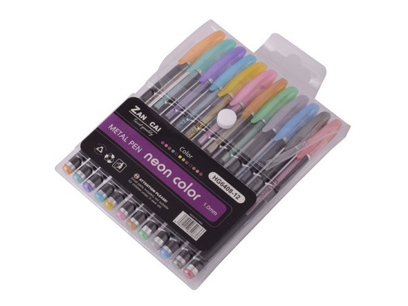 12-Piece Metallic Gel Pens Set for Vibrant Writing & Art