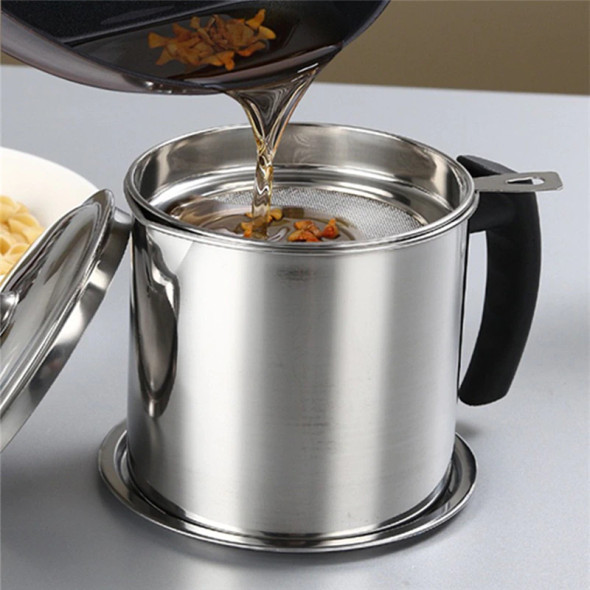 1.4L Stainless Steel Oil Strainer Jug - Easy Pour & Clean