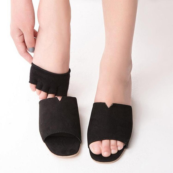 Women Invisible Non-slip Toe Socks Five Finger Socks(Khaki Open Toe)