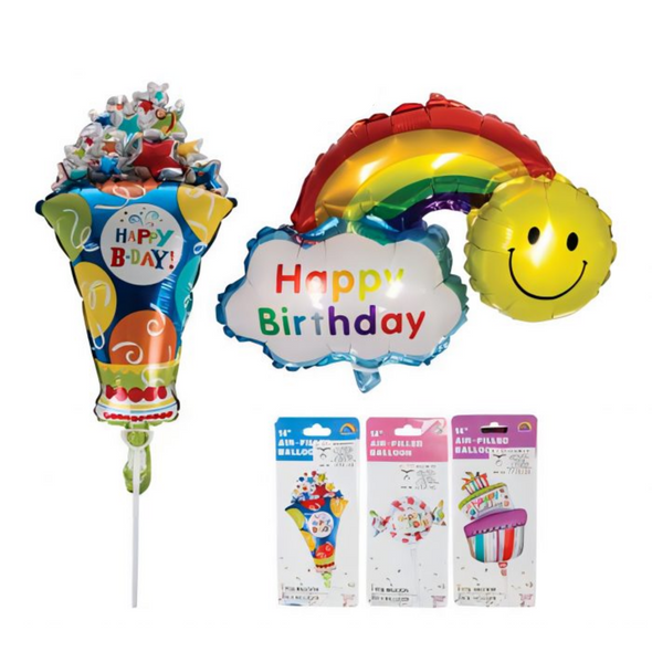 Assorted Air Foil Bday Stick Balloon