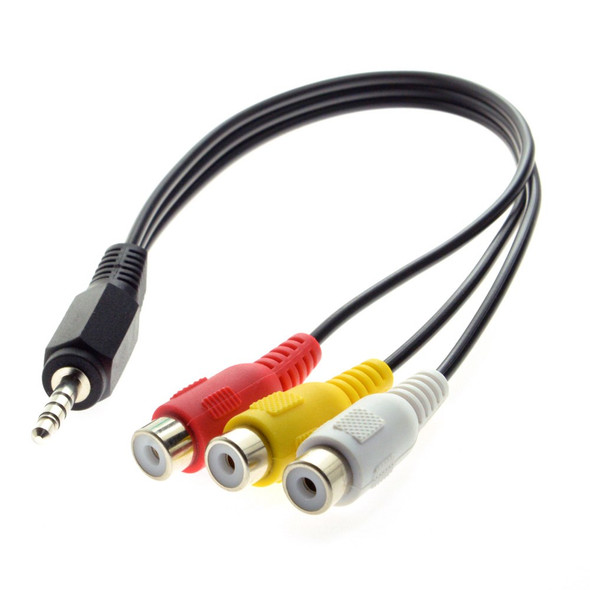 3.5mm 1/8'' Male Stereo Car AUX to 3 RCA AV Female Cord Audio Video Composite Cable