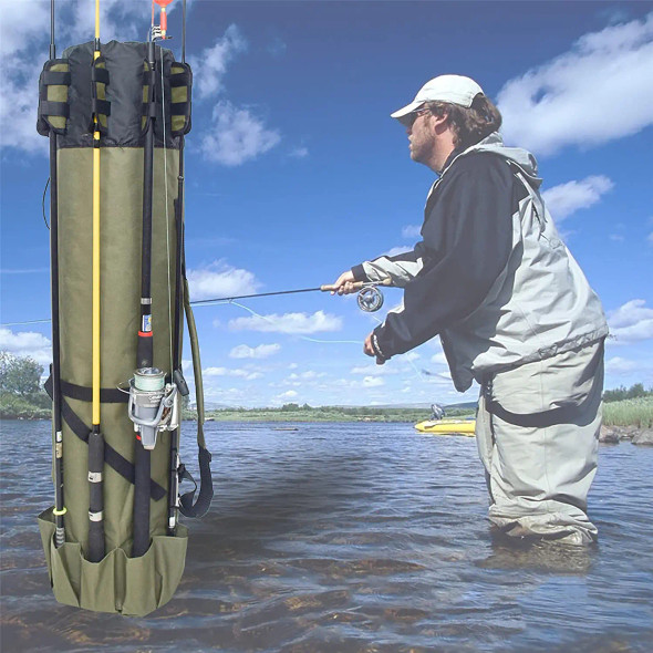 Multifunctional Fishing Rod Bag - Army Green