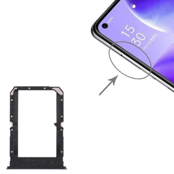 For Oppo Reno5 5G PEGM00, PEGT00, CPH2145 Dual SIM Card Tray Holder Replacement (without Logo) - Black
