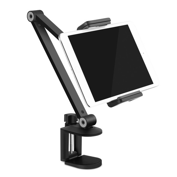 AP-7LC Adjustable Lazy Phone Tablet Holder Foldable Bedside Desk Clip Bracket Support Stand - Black