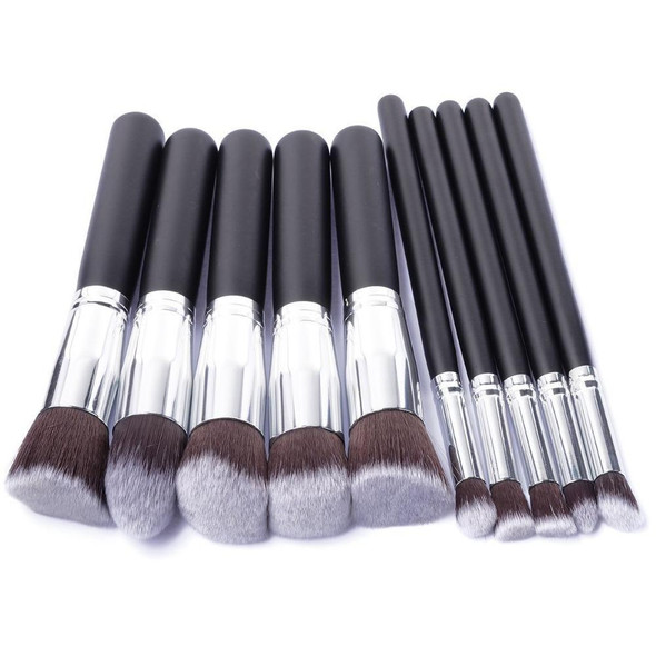 10 PCS Makeup Brushes Set Makeup Tool Powder Eyeshadow Pencil Cosmetic Set (White Silver)