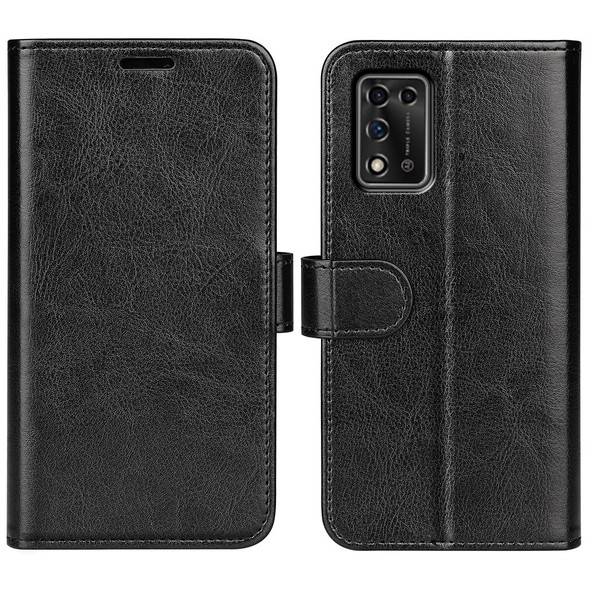 Crazy Horse Texture Folio Flip Phone Case for ZTE Libero 5G II, Wallet Stand PU Leather Protective Cover - Black