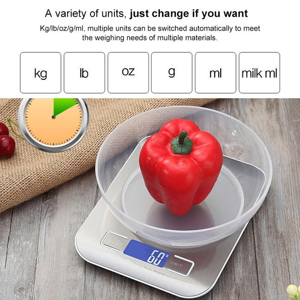 Stainless Steel Small Food Electronic Scale Kitchen Portable Baking Electronic Scale, Colour: 10kg/1g (Battery Model Rose Gold)